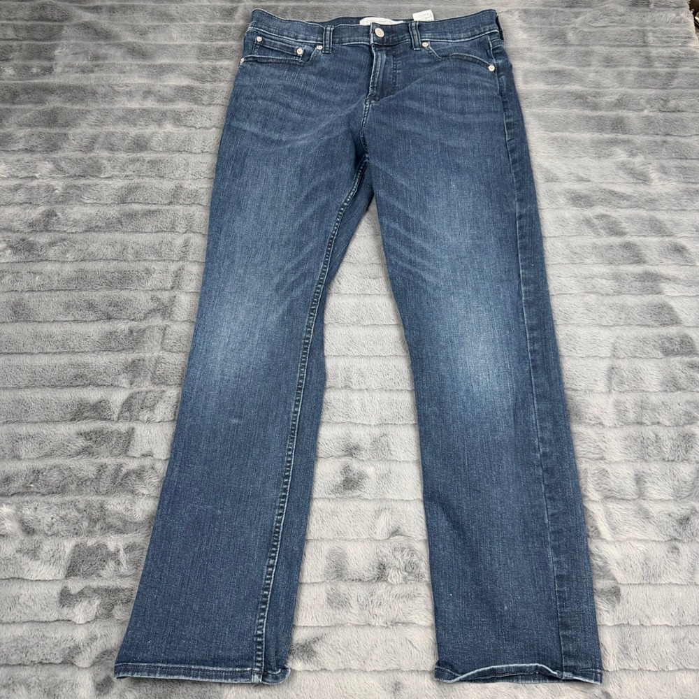 Calvin Klein Jeans Mens Straight Leg Dark Wash Denim Blue Jeans W32 L30
